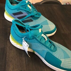 Adidas Turquoise and Yellow Tennis Shoes